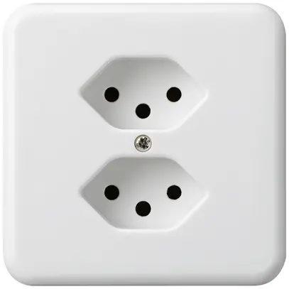 Prise ENC Hager basico 2×type 13 avec sécurité enfants blanc 