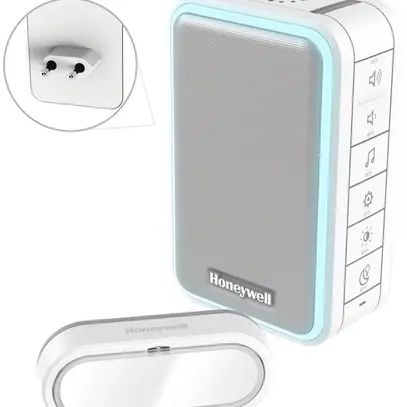 Carillon RF Honeywell DC315SP2L 150m pour prise avec poussoir et anneau lumineux 