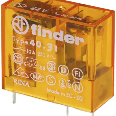 Relè di commutazione Finder 40.31 1C 10A/230VAC AgNi 28000Ω 1.2VA 3.5mm RT II 