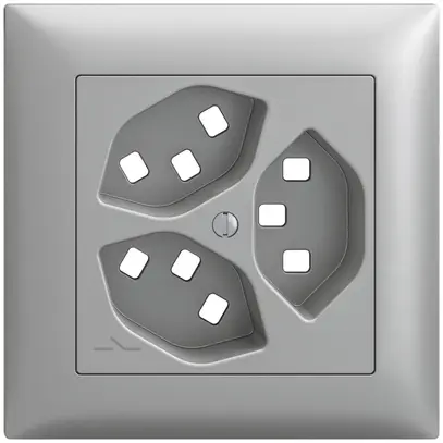UP-Montageset Feller EDIZIOdue, für Steckdose 3×T23 1×getrennt, silver 