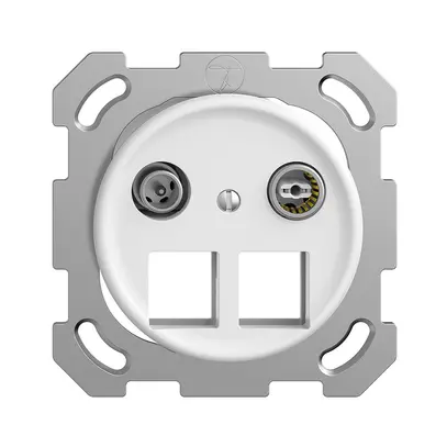 Presa multimedia 19dB Sdue QM, presa d.passaggio, p.2×RJ45 Keystone, bi 