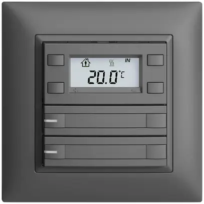 Poussoir RTH ENC KNX 2× EDIZIOdue FMI gris foncé, avec pap.+LED RGB 