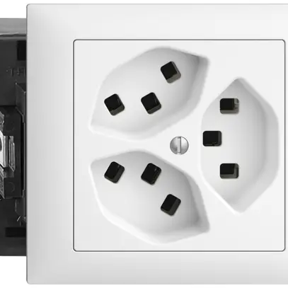 Prise INC 3×T23 16A 53mm, EDIZIOdue blanc, avec bornes enf. 