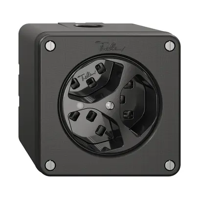 Prise NAPU NEVO, 3×T23, a.LED, noir 