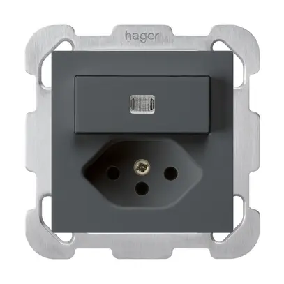 Combinazione luminosa INC A-R/1P+T13 antracite kallysto con piastra di fissaggio 