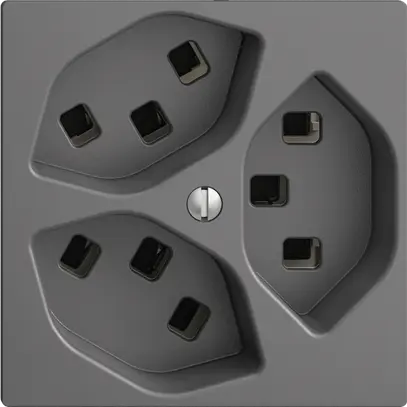 Prise EDIZIOdue 3×T23 gris foncé 16A, avec bornes enf. 