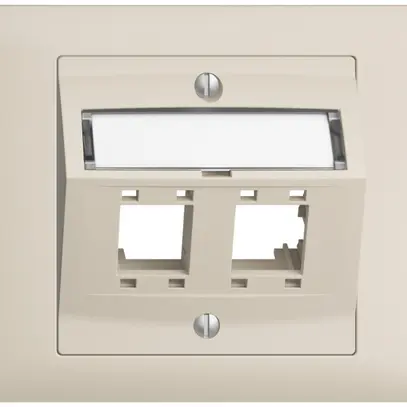 Kit montaggio INC EDIZIOdue BKE, con cappa di uscita obliqua, per 2×RJ45, crema 