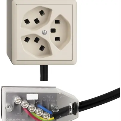 Prise AP 3×T23 16A crema L2 EDIZIOdue pour Technofil 