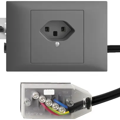 Prise INC EDIZIOdue T23 L3 gris foncé 45…69mm pour câble Technofil 