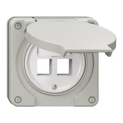 Kit di montaggio NUP Feller Keystone, per uscita diritta, doppio, grigio chiaro 