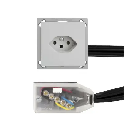 Presa INS EDIZIOdue T13 L1 grigio chiaro per cavo piatto Technofil 