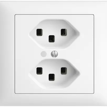 Prise INC 2×T23 16A avec LED vert, EDIZIOdue blanc, avec bornes enf. 