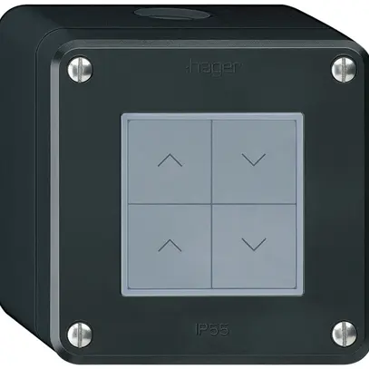 Pulsante per tapparelle KNX AP Hager BA robusto Q quadruplo 86×86mm nero 