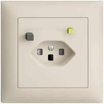 Presa INC EDIZIOdue T23 FI 30mA FMI, shutter crema 