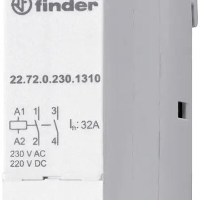 Contattore AMD Finder 22.72, 2Ch 32A/24VUC AgNi, indicatore, 1UM 