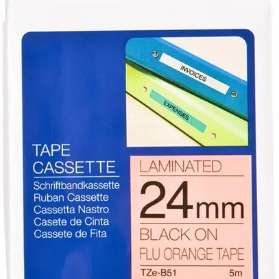 Cassette ruban TZe 24mm×5m orange fluorescent 