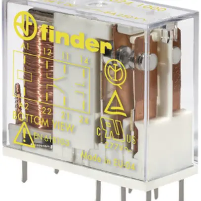 Relais commutation Finder 50, 2C 8A/5VDC AgNi 35Ω 5mm RT II 