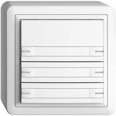 Poussoir AP KNX 6× EDIZIOdue blanc RGB avec LED avec insert papier 