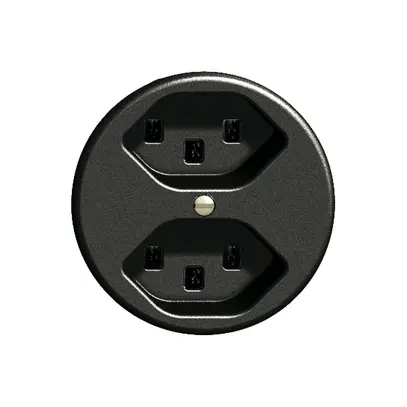 Prise FH 2×T23 16A noir avec bornes enf. 