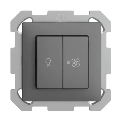 Interrupteur ENC pour lum.et ventilat. EDIZIOdue gris foncé, LED jaune 