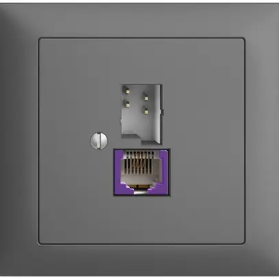 Presa INS T+T 6P/1×RJ45 DSL-a banda larga grigio scuro EDIZIOdue 