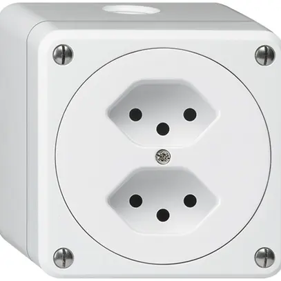 Presa AP robusto 2×tipo 13 bianco senza copercchio 