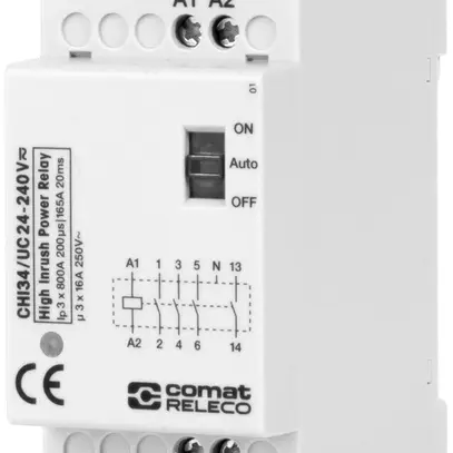 Relè di potenza ComatReleco CHI34, 24…240VAC/DC, 3Ch 16A 400VAC 