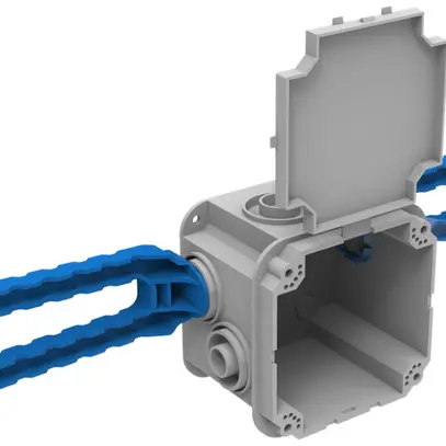 Boîtier ENC Spotbox UP1, 1×1, avec 2 ailettes clip M20, gris 