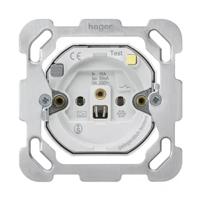 Inserto per presa Hager montaggio F 10A FI 30mA con placca di fissazione 