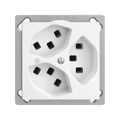 Prise INC 3×T23 16A avec LED vert, EDIZIOdue blanc, avec bornes enf. 