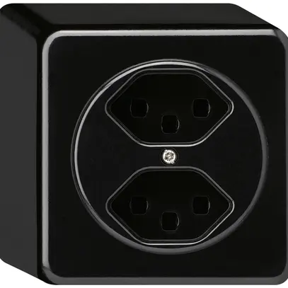 Presa AP basico 2×tipo 23 nero con morsetti innest. 
