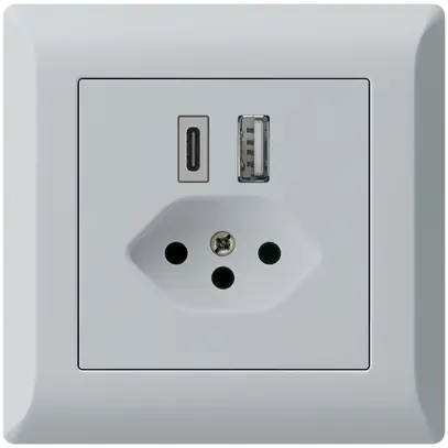 Prise de charge USB ENC kallysto.line 18W PD 1×type A 1×type C T13 gris clair 