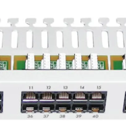 Pannello patch 19" 1UA voice cat3 50×RJ45 4p n.scherm., grigio chiaro 