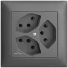 Prise ENC EDIZIOdue 3×T13 gris foncé, 1×S 