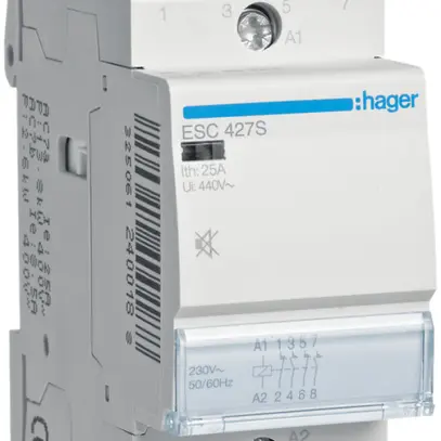 Contattore AMD Hager 230VAC 2 chiusura 2 apertura 25A senza ronzio 2UM 