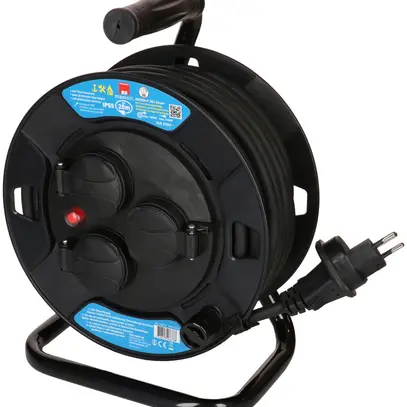 Avvolgicavo MAX HAURI materia sintetica 230V 10A 3×T13 20m 3×1.5mm² IP55 nero 