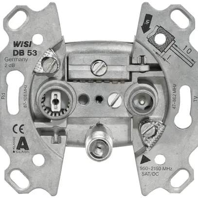 Presa d'antenna SAT, 3 buchi WISI DB53 DC-Bypass/F-raccordo 47…2400MHz 
