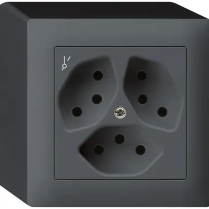 Prise AP kallysto 3×T13/1 anthracite avec sécurité enfants 