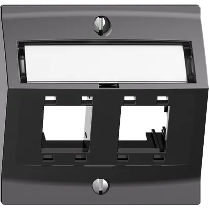 Kit montaggio EDIZIOdue, con cappa di uscita obliqua, per 2×RJ45, grigio scuro 