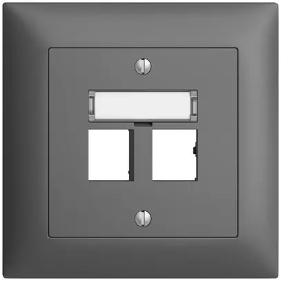 Kit montaggio ENC EDIZIOdue uscita dritta, per 2×RJ45 freenet, grigio scuro 