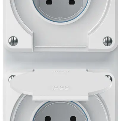Combinazione INC robusto 2×1, 2×presa T15 IP55 bianco 