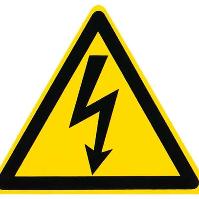 Warnschild Kunststoff B=65mm Pfeil selbstklebend 