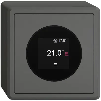 Thermostat d'ambiance AP EDIZIO.liv SNAPFIX® 230VAC 4…30°C 74×74mm gris foncé 