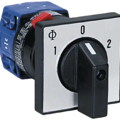 Interrupteur rotatif INC K&N, 20A/690V 2/1L, manette no 48×48mm Ø22.5mm "1-0-2" 