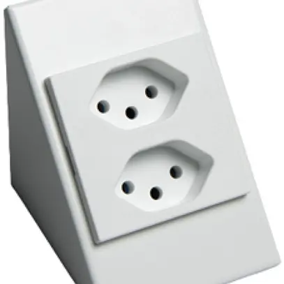 Presa AP 2×tipo 13 KODEX 10A 250V con cavo 1.3m métallo bianco 