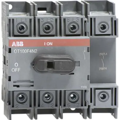 Interrupteur de charge ABB 100A/400V 4L, AC22A, 4.pole à droite gris clair 