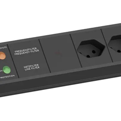 Presa multipla BACHMANN 5×T13 2m interruttore/protezione totale apparecchi nero 