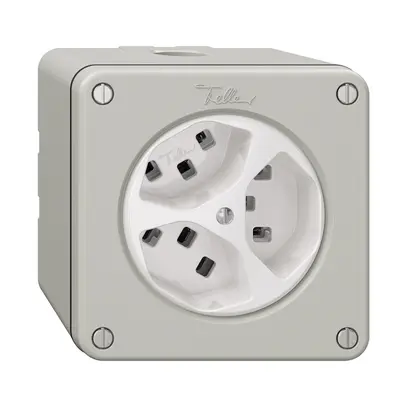 Presa NAPU NEVO, 3×T23, grigio chiaro 