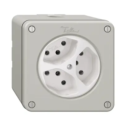 Presa NAPU NEVO, 3×T13, grigio chiaro 