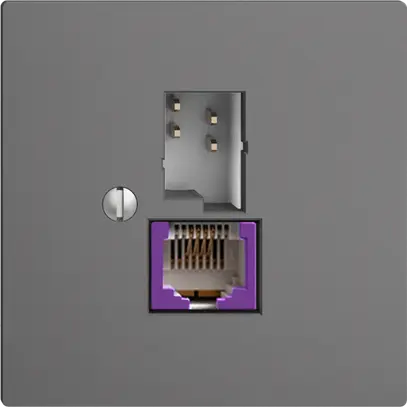 Presa T+T 6P/1×RJ45 DSL-a banda larga grigio scuro EDIZIOdue 